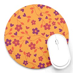 Floral Pattern Round Mousepads by Valentinaart