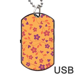 Floral Pattern Dog Tag Usb Flash (two Sides) by Valentinaart