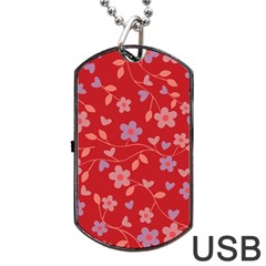 Floral Pattern Dog Tag Usb Flash (one Side) by Valentinaart