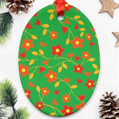 Floral Pattern Oval Ornament (two Sides) by Valentinaart