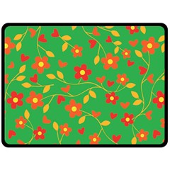 Floral Pattern Fleece Blanket (large)  by Valentinaart