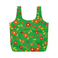 Floral Pattern Full Print Recycle Bags (m)  by Valentinaart