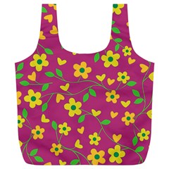 Floral Pattern Full Print Recycle Bags (l)  by Valentinaart