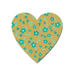 Floral Pattern Heart Magnet by Valentinaart