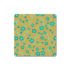 Floral Pattern Square Magnet by Valentinaart