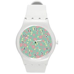 Floral Pattern Round Plastic Sport Watch (m) by Valentinaart