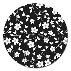 Floral Pattern Magnet 5  (round) by Valentinaart