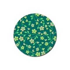 Floral Pattern Rubber Coaster (round)  by Valentinaart