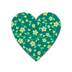 Floral Pattern Heart Magnet by Valentinaart