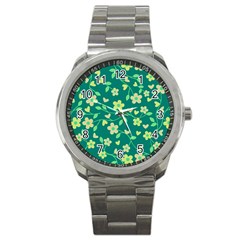 Floral Pattern Sport Metal Watch by Valentinaart