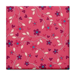 Floral Pattern Tile Coasters by Valentinaart