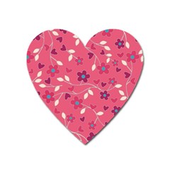 Floral Pattern Heart Magnet by Valentinaart