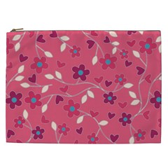 Floral Pattern Cosmetic Bag (xxl)  by Valentinaart