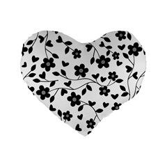 Floral Pattern Standard 16  Premium Flano Heart Shape Cushions by Valentinaart