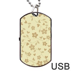 Floral Pattern Dog Tag Usb Flash (two Sides) by Valentinaart