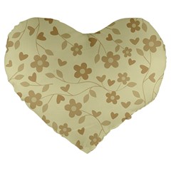 Floral Pattern Large 19  Premium Flano Heart Shape Cushions by Valentinaart