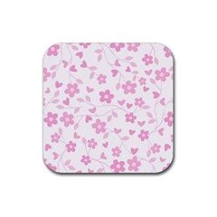 Floral Pattern Rubber Coaster (square)  by Valentinaart