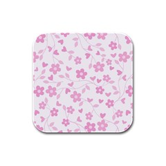 Floral Pattern Rubber Square Coaster (4 Pack)  by Valentinaart