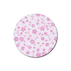 Floral Pattern Rubber Round Coaster (4 Pack)  by Valentinaart