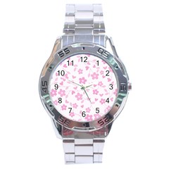 Floral Pattern Stainless Steel Analogue Watch by Valentinaart