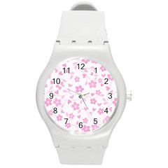 Floral Pattern Round Plastic Sport Watch (m) by Valentinaart