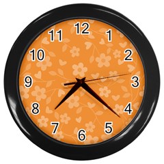 Floral Pattern Wall Clocks (black) by Valentinaart