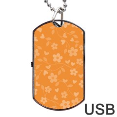 Floral Pattern Dog Tag Usb Flash (two Sides) by Valentinaart