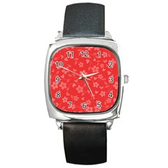 Floral pattern Square Metal Watch