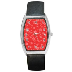 Floral pattern Barrel Style Metal Watch