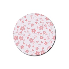 Floral Pattern Rubber Coaster (round)  by Valentinaart