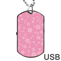 Floral Pattern Dog Tag Usb Flash (one Side) by Valentinaart