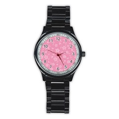 Floral Pattern Stainless Steel Round Watch by Valentinaart