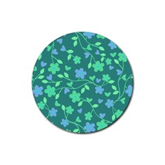 Floral Pattern Rubber Round Coaster (4 Pack)  by Valentinaart