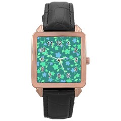 Floral Pattern Rose Gold Leather Watch  by Valentinaart