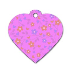 Floral Pattern Dog Tag Heart (one Side) by Valentinaart