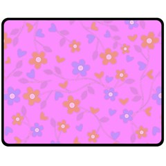 Floral Pattern Double Sided Fleece Blanket (medium)  by Valentinaart