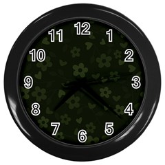 Floral Pattern Wall Clocks (black) by Valentinaart