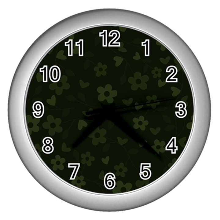 Floral pattern Wall Clocks (Silver) 