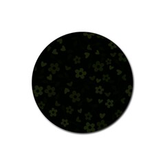 Floral Pattern Rubber Coaster (round)  by Valentinaart