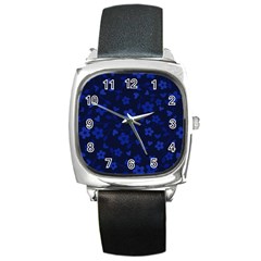 Floral Pattern Square Metal Watch by Valentinaart