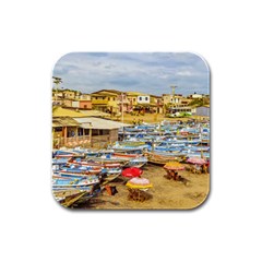 Engabao Beach At Guayas District Ecuador Rubber Square Coaster (4 Pack)  by dflcprints