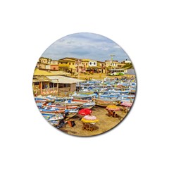 Engabao Beach At Guayas District Ecuador Rubber Coaster (round)  by dflcprints