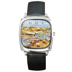 Engabao Beach At Guayas District Ecuador Square Metal Watch by dflcprints