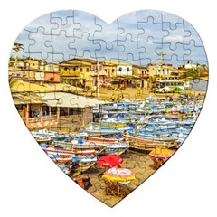 Engabao Beach At Guayas District Ecuador Jigsaw Puzzle (heart) by dflcprints