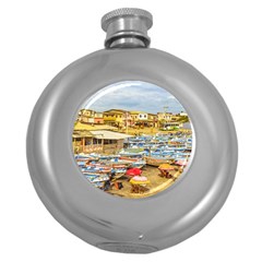 Engabao Beach At Guayas District Ecuador Round Hip Flask (5 Oz) by dflcprints