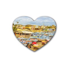 Engabao Beach At Guayas District Ecuador Rubber Coaster (heart)  by dflcprints