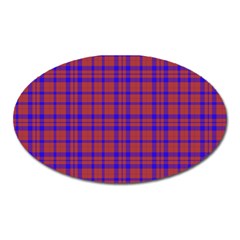 Pattern Plaid Geometric Red Blue Oval Magnet by Simbadda