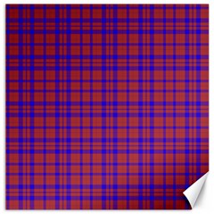 Pattern Plaid Geometric Red Blue Canvas 16  X 16   by Simbadda