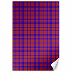 Pattern Plaid Geometric Red Blue Canvas 20  X 30   by Simbadda