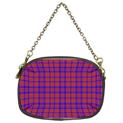 Pattern Plaid Geometric Red Blue Chain Purses (one Side)  by Simbadda